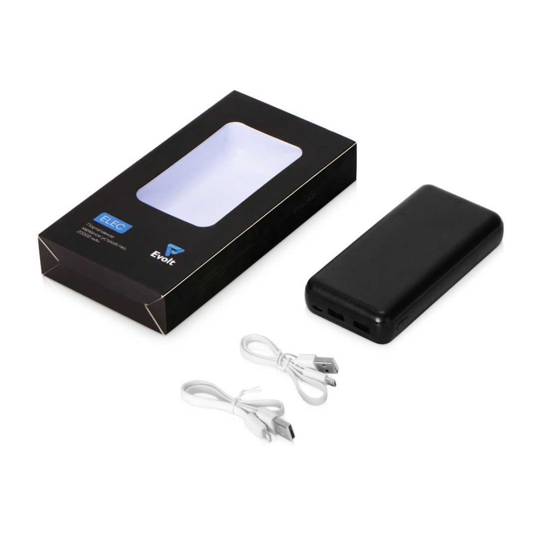 Портативное зарядное устройство "Elec", 20000 mAh, черный