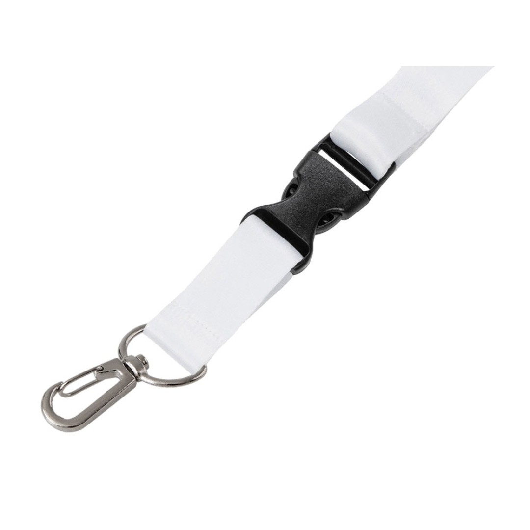 Ланъярд 2 см под сублимацию с карабином, межуровневым замком и замком обрыва, серебристый