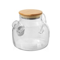 Чайник Zen с ситечком и бамбуковой крышкой - Прозрачный