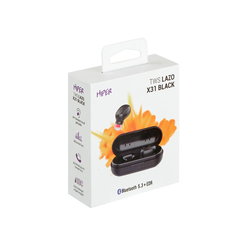 Наушники HIPER TWS Lazo X31 Black (HTW-LX31) Bluetooth 5.3 гарнитура, Черный (Р)