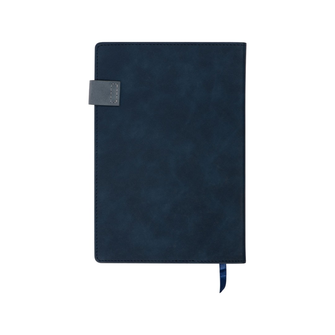 Бизнес блокнот А5 "Freya" с клапаном и карманом для визиток, твердая обложка, 128 листов, синий и темно
