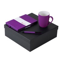 Подарочный набор с блокнотом С1, пластиковой ручкой и кружкой, фиолетовый