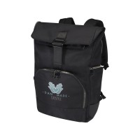 Рюкзак Rhine 15” GRS со сворачивающимся верхом на 18 л из материала, переработанного по стандарту GRS, сплошной черный