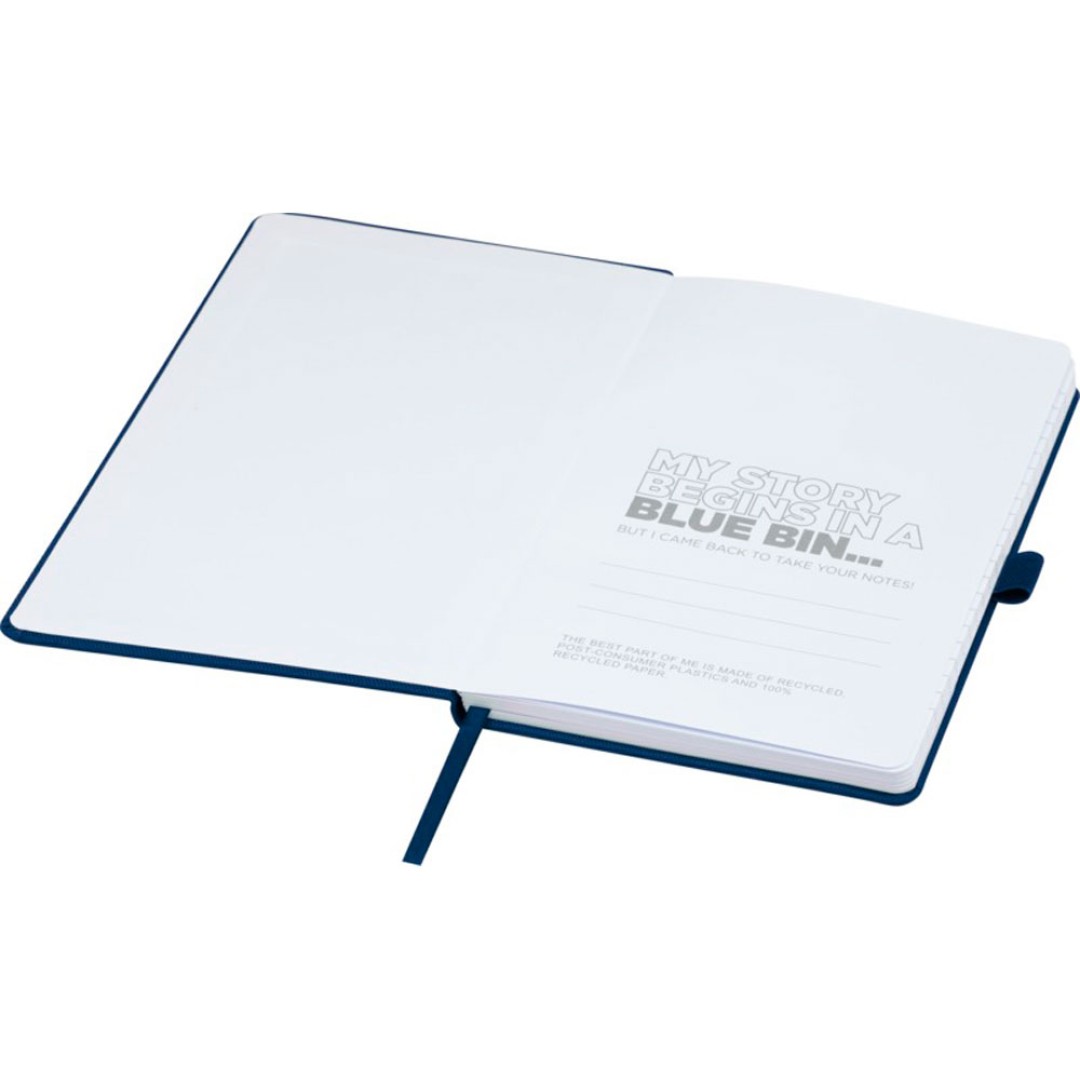 Блокнот Honua форматом A5 из переработанной бумаги с обложкой из переработанного ПЭТ, темно-синий