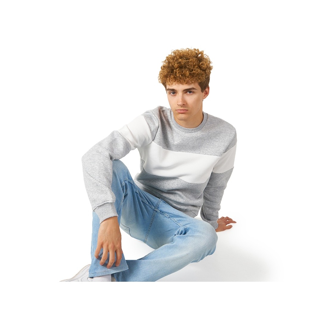 Свитшот блокинг «Edinburgh», серый меланж/белый, мужской