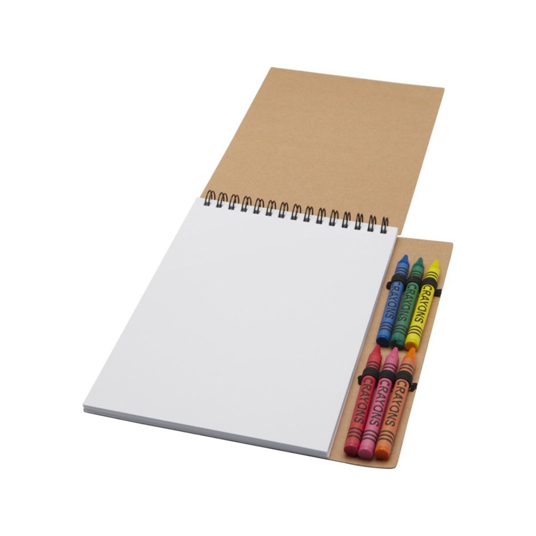 Doodle блокнот формата А5 с мягкой обложкой на спирали и набор мелков - Натуральный