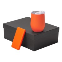 Подарочный набор с термокружкой и повербанком С2, 10000 mAh, оранжевый
