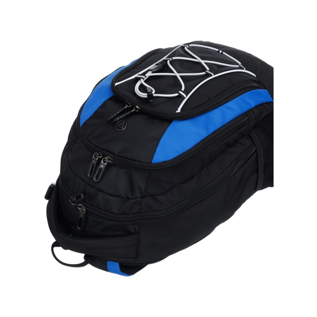 Рюкзак TORBER ROCKIT с отделением для ноутбука 15", черный/синий, полиэстер, 33х19х45 см, 28 л