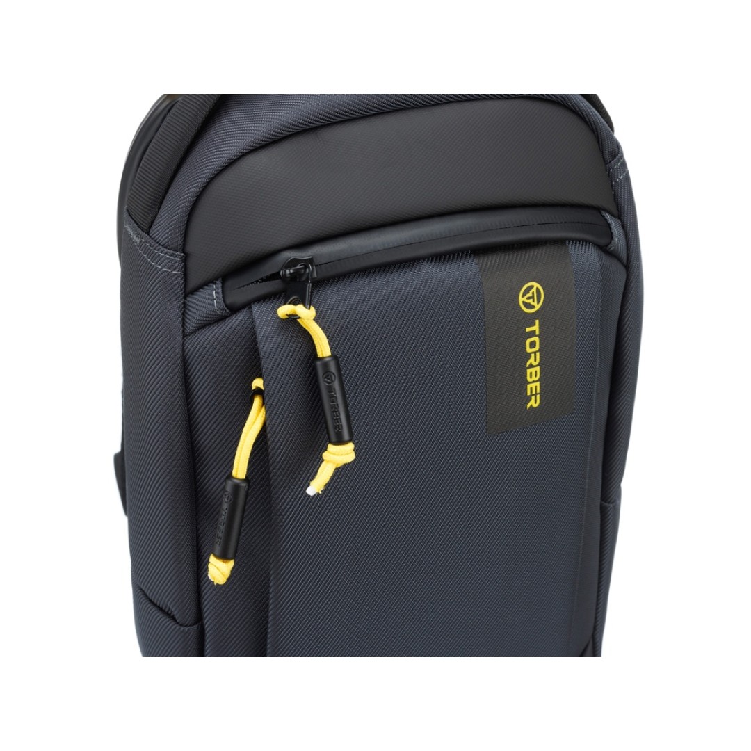 Рюкзак TORBER VOYAGE на одно плечо, серый, полиэстер 900D, 20х10х30 см, 5 л