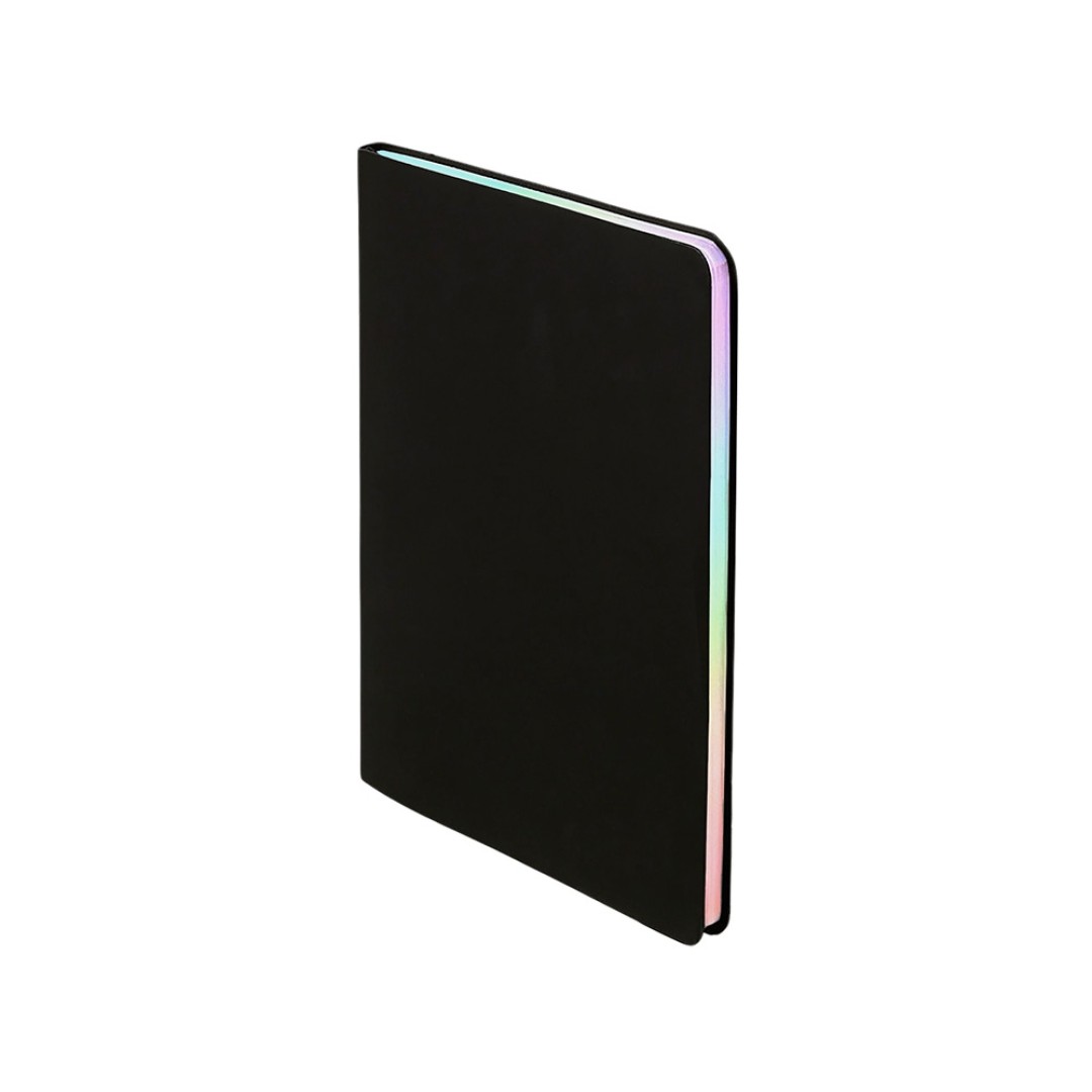 Блокнот А5 в гибкой обложке "Fellini" с голографическим срезом, черный