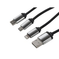 Кабель 3-в-1 с подсветкой логотипа "Ion", черный