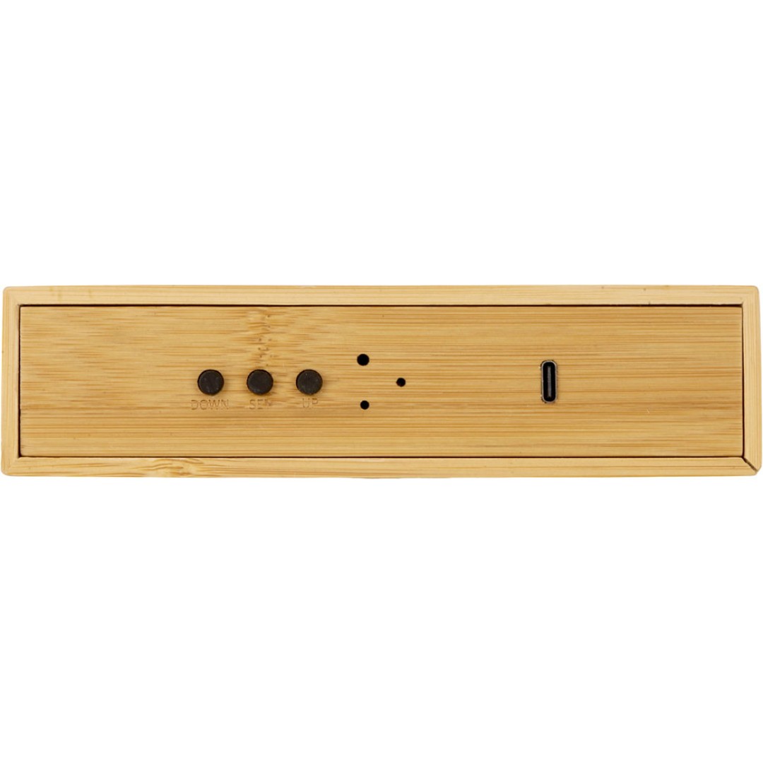 Часы настольные с беспроводной зарядкой «Index», 10 Вт, бамбук (Р)