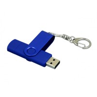 Флешка с поворотным механизмом, c дополнительным разъемом Micro USB, 16 Гб, синий