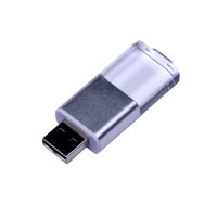 USB-флешка промо на 32 Гб прямоугольной формы, выдвижной механизм, белый