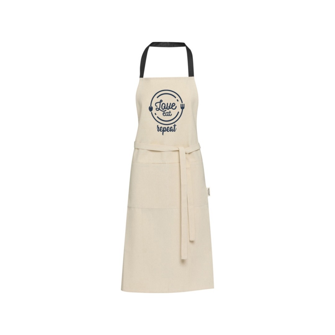 Nia фартук из переработанного хлопка плотностью 200 г/м2 - сплошной черный