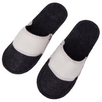 Тапочки белые/серые с отворотом без вышивки