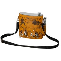 Набор «Подарочный»: фляга 510/2(рыжая кожа), 1,5 л+ 2 стаканчика+нож