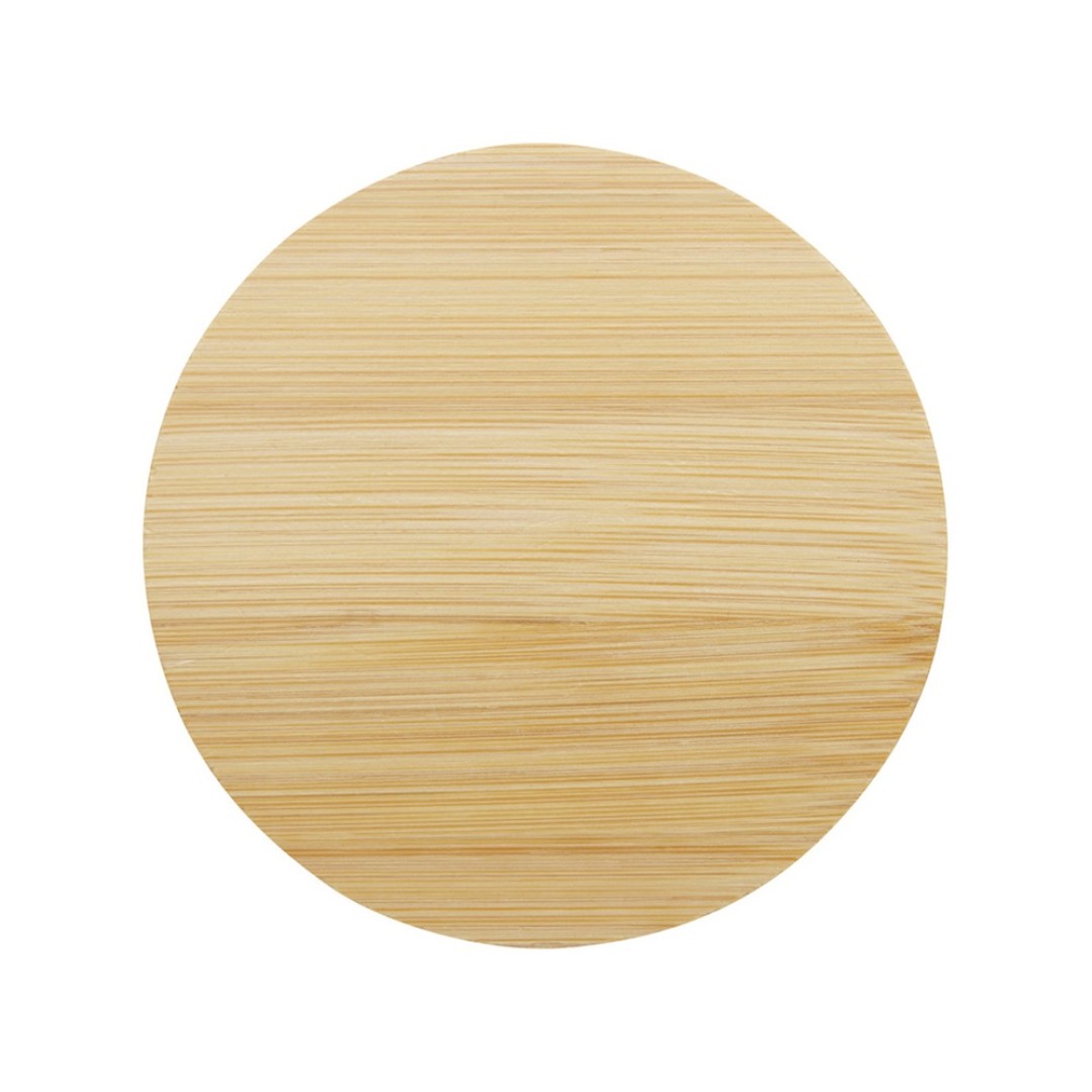 Стеклянная кружка Lenora емкостью 250 мл с бамбуковой крышкой - прозрачный