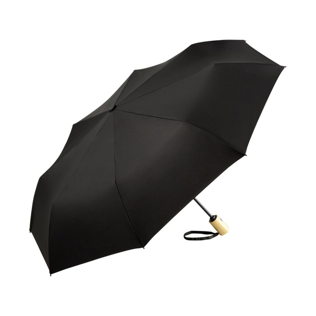 Зонт складной 5429 koBrella из бамбука, полуавтомат, черный