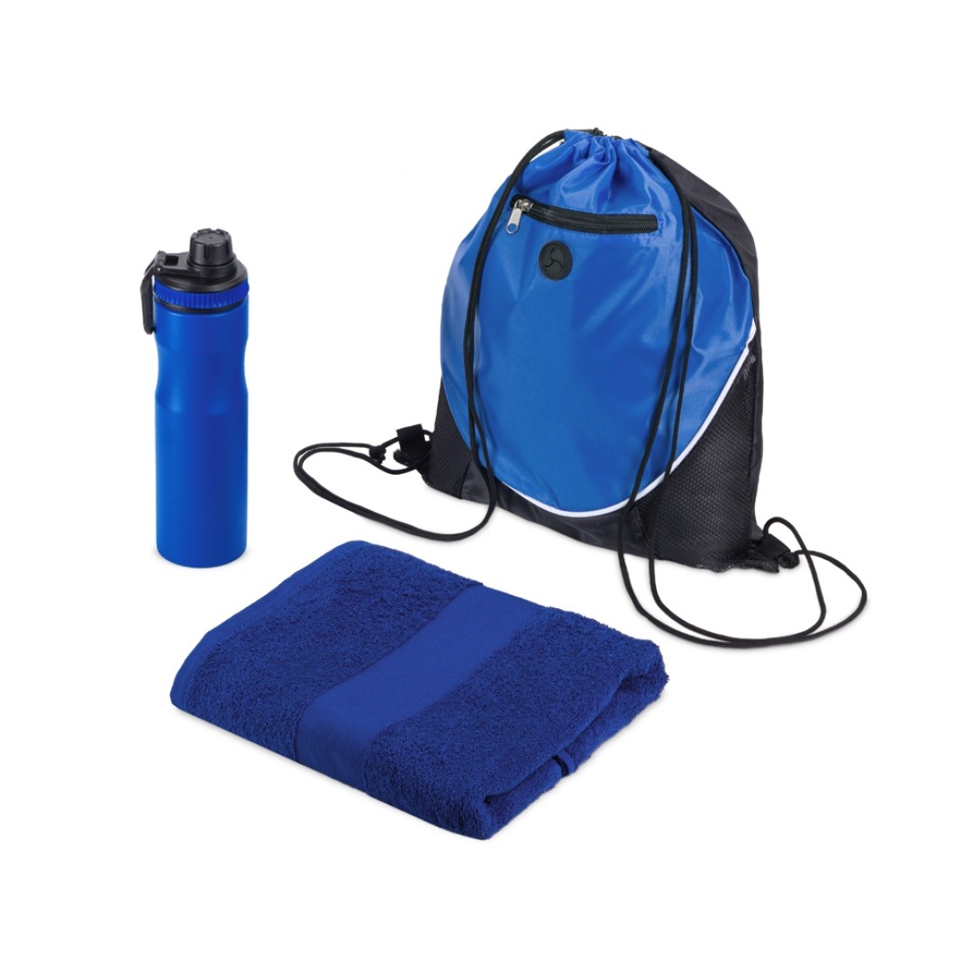 Спортивный набор со стальной бутылкой и полотенцем «Advanced», синий