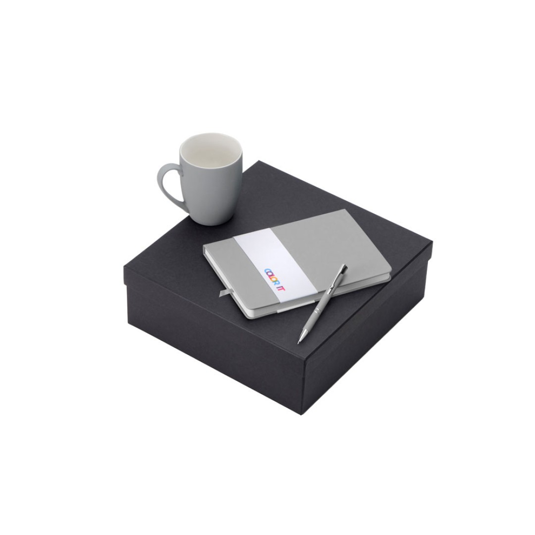 Подарочный набор с блокнотом С2, металлической ручкой и кружкой, серый