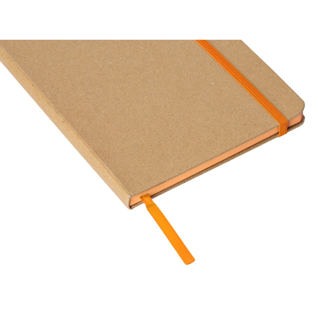Блокнот A5 "Sevilia Color", твердая обложка из крафта, 80 листов, цветной срез и форзац, натуральный/оранжевый
