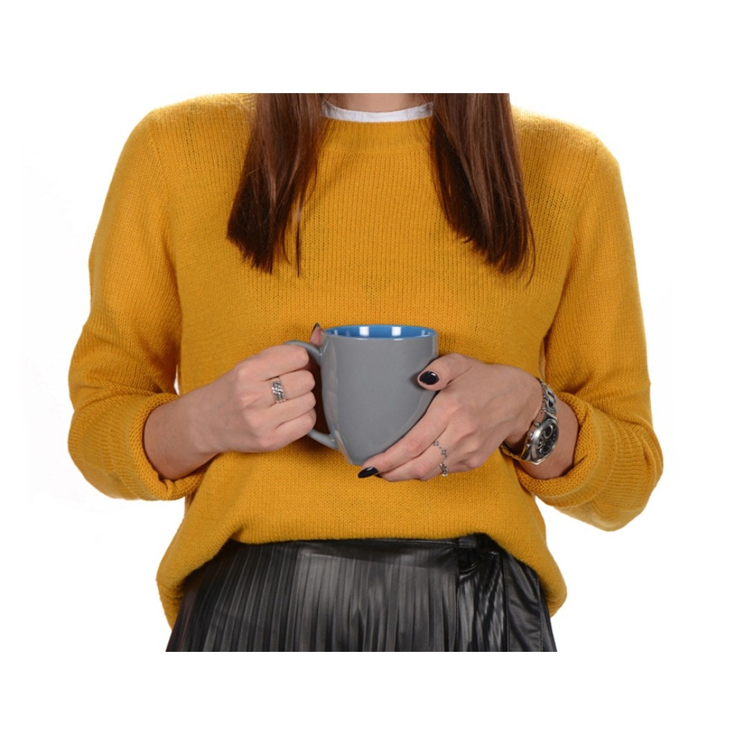 Кружка керамическая «Gracy» 450мл, серый/голубой