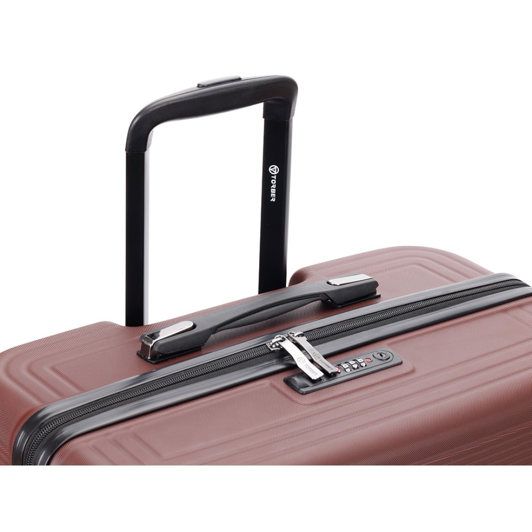 Чемодан TORBER Onego, бордовый, ABS-пластик, 69,5 х 46 х 26 см, 69 л
