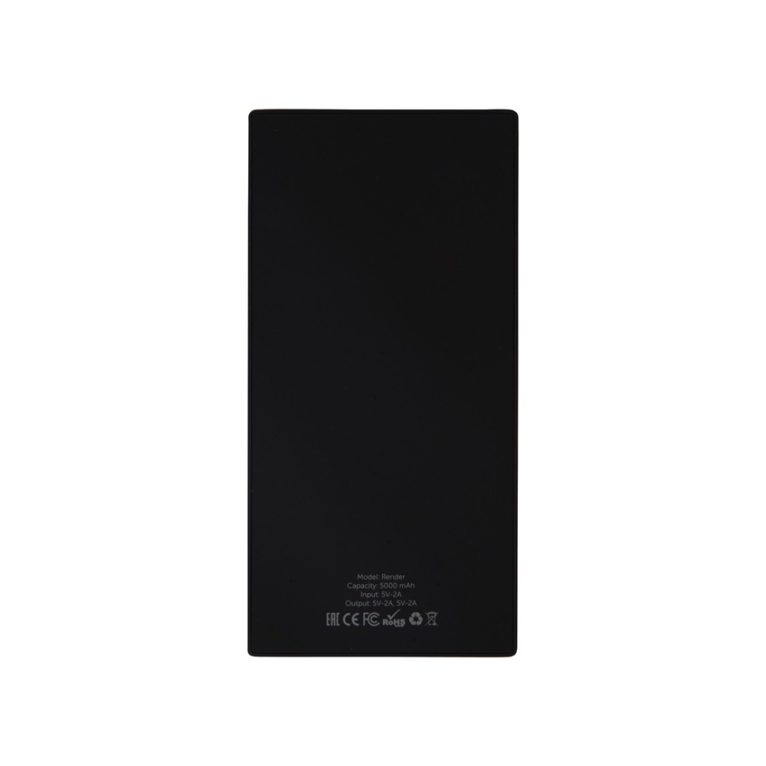 Портативное зарядное устройство Render с полноцветной, 5000 mAh, черный