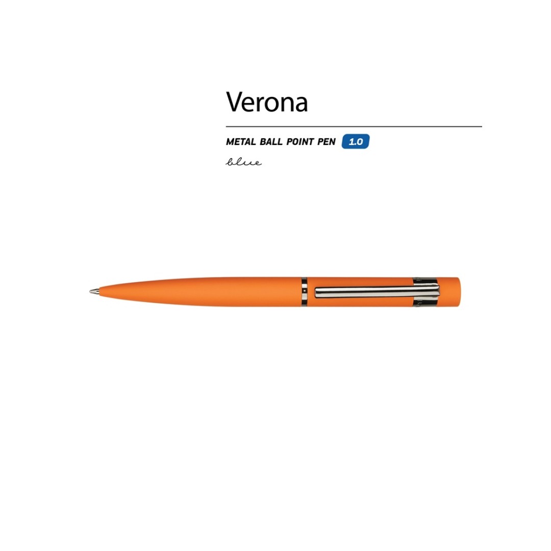 Ручка металлическая шариковая "Verona", софт-тач, 1.0 мм, оранжевый