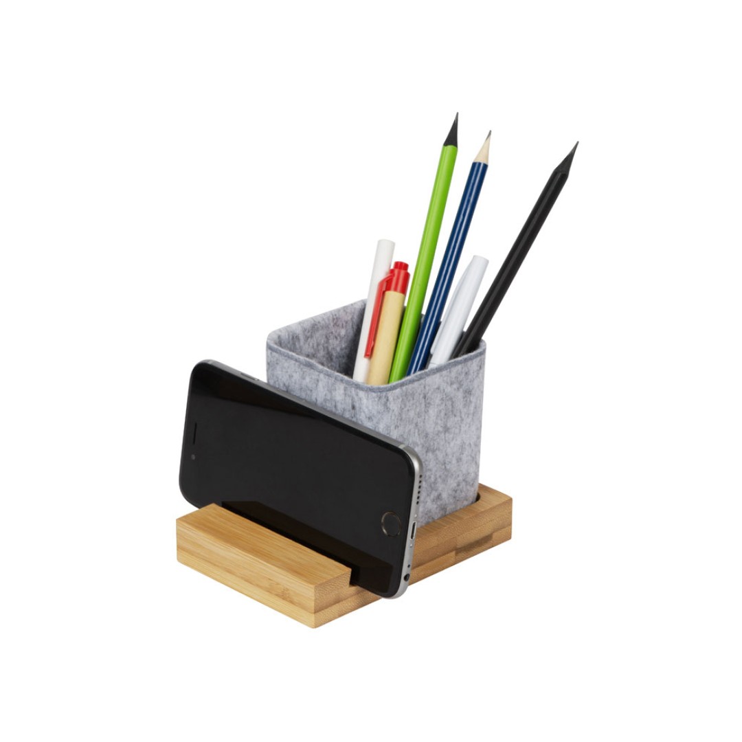 Подставка для ручек и телефона из бамбука "Takeshi", серый