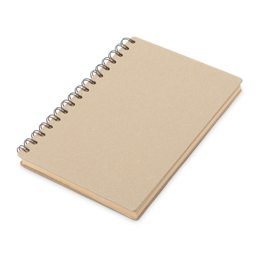 Блокнот на спирали в картонной обложке с переработанной бумагой "Mania", натуральный