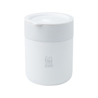 Java керамическая кружка емкостью 330 мл с силиконовой оберткой и пластиковой крышкой - Белый