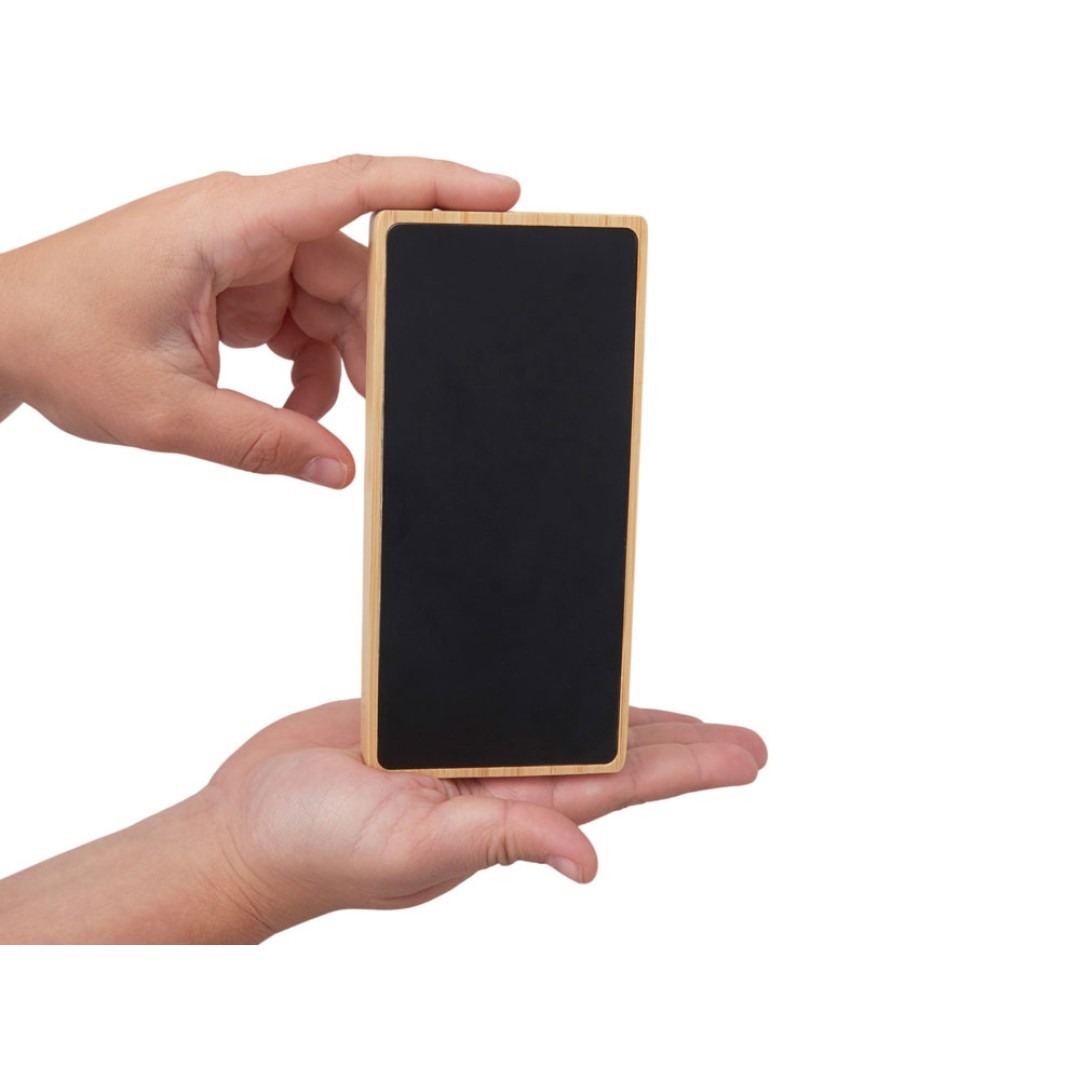 Внешний аккумулятор с подсветкой лого и солнечной панелью «Reedia S1», 10000 mAh, бамбук, черный