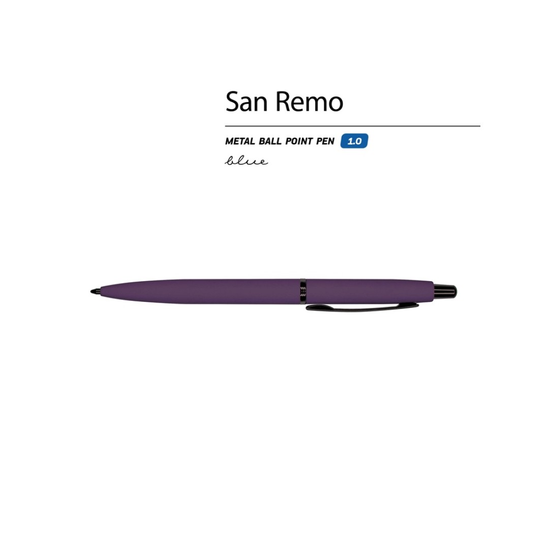 Ручка металлическая шариковая "San Remo", софт-тач, 1.0 мм, фиолетовый