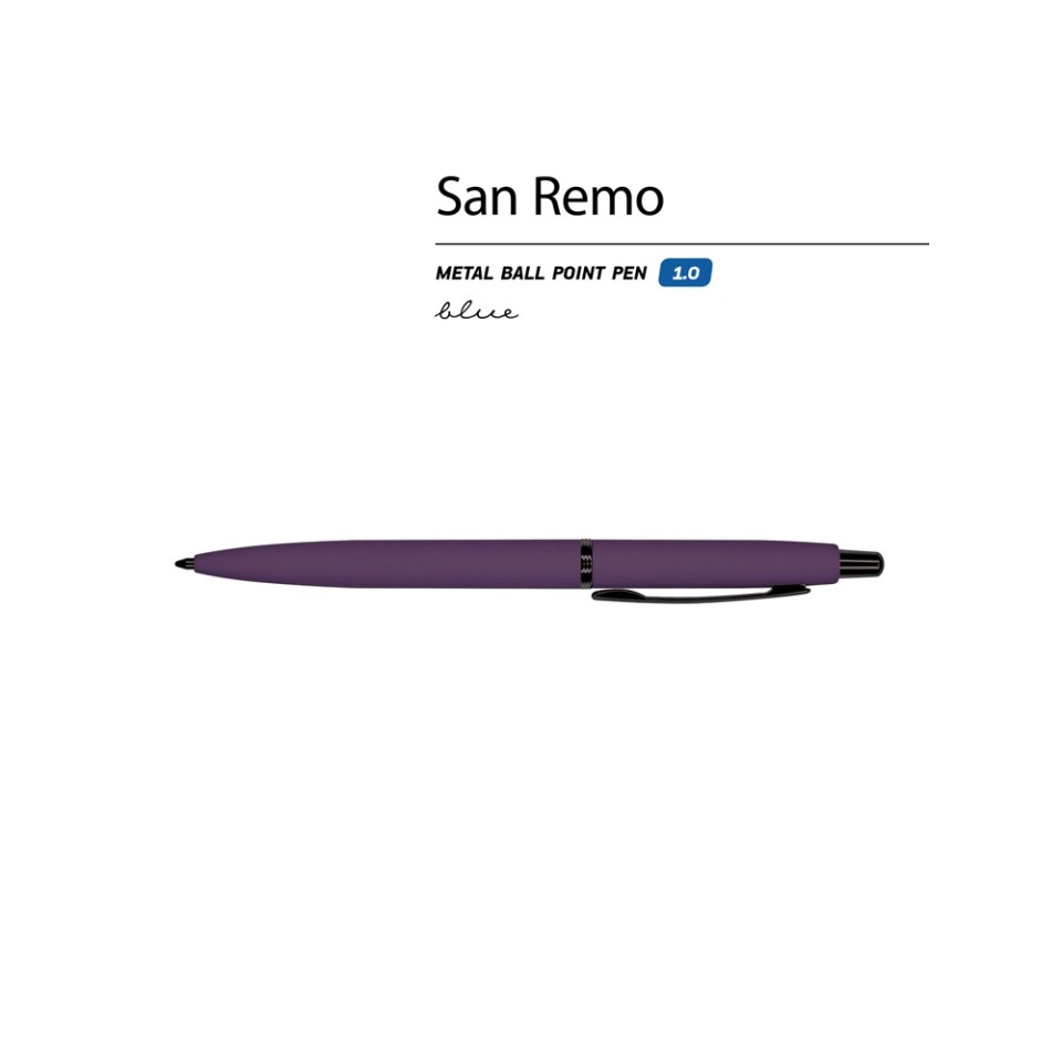 Ручка металлическая шариковая "San Remo", софт-тач, 1.0 мм, фиолетовый