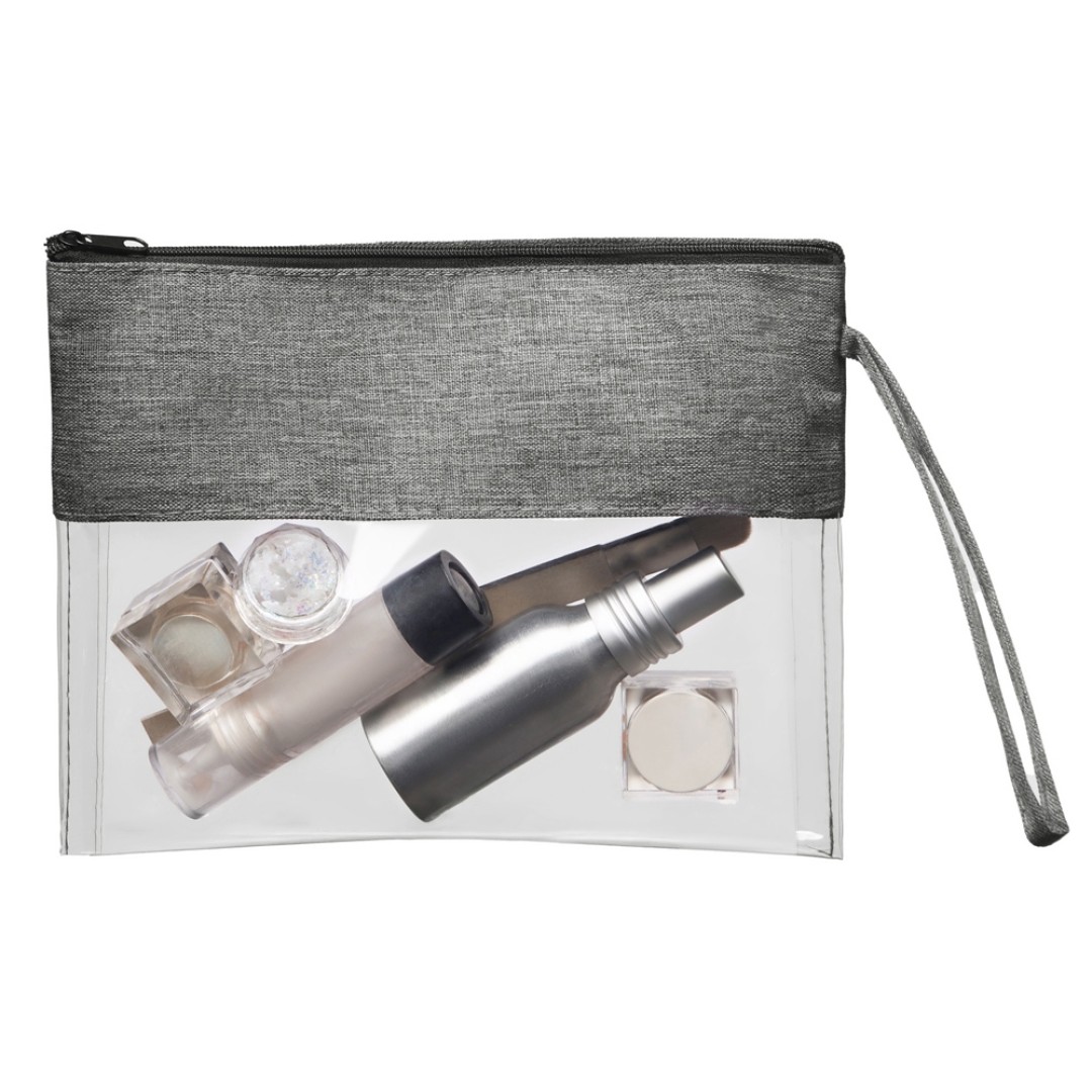 Косметичка из PVC и ткани "Leony", прозрачный/темно-серый