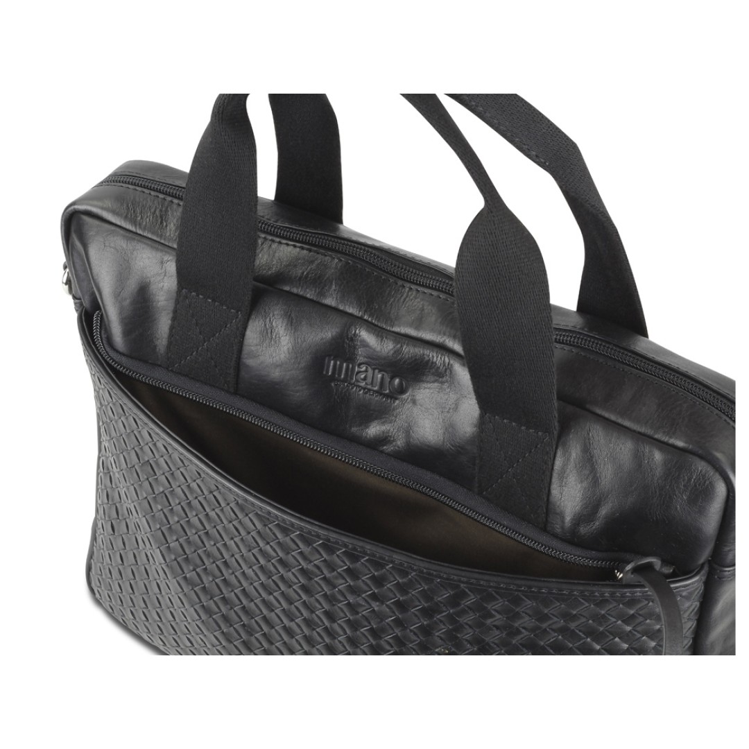 Сумка Mano "Don Luca", натуральная кожа в черном цвете, 37 х 27 х 6 см