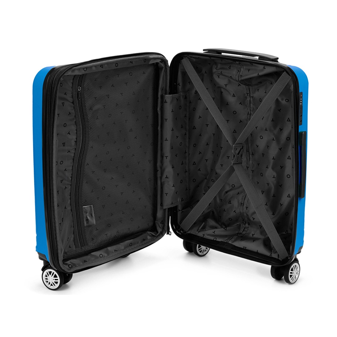 Чемодан TORBER В Отпуск, ярко-синий, полипропилен, 55 х 36 х 21,5 см, 37 л