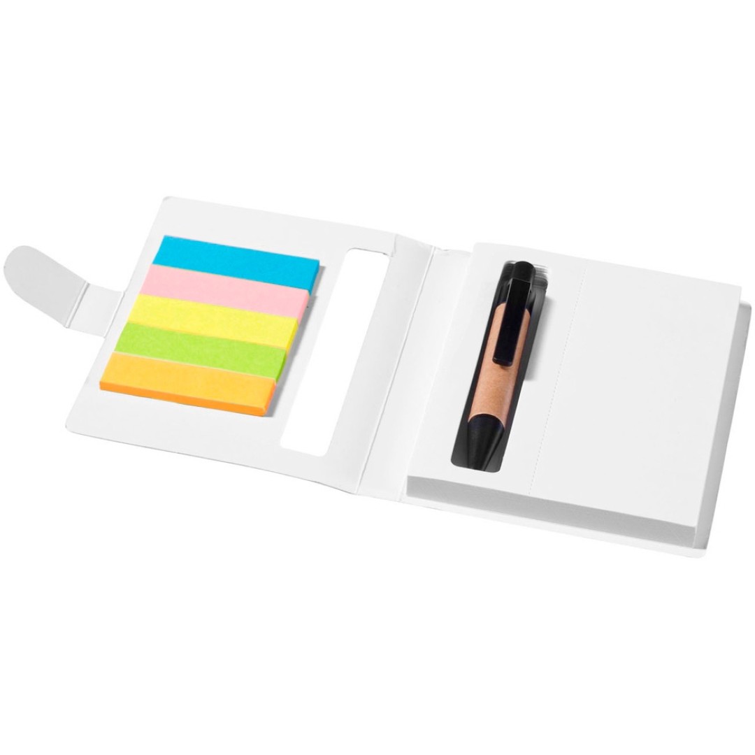 Набор стикеров "Expose" с ручкой и блокнотом А7, белый