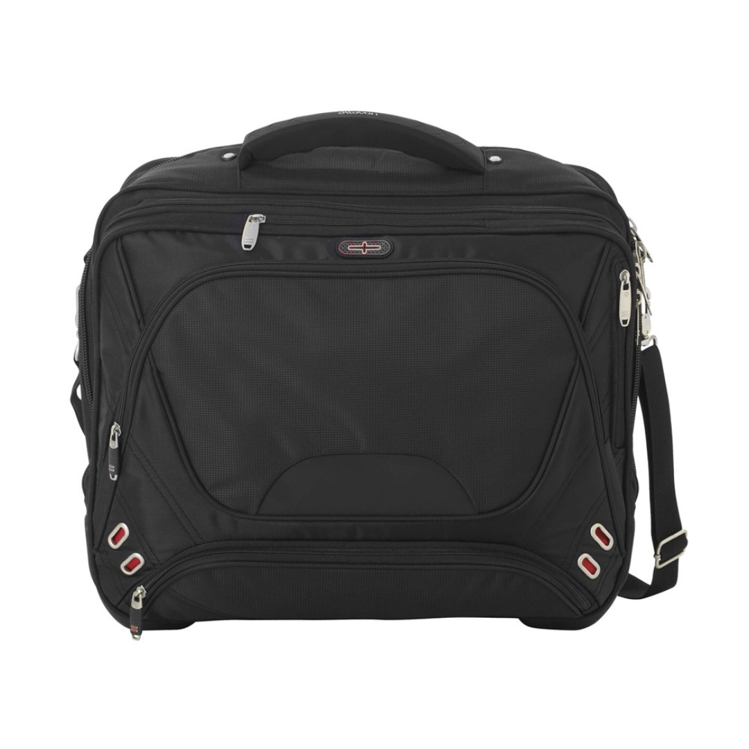 Чемодан на колесиках "Proton", удобная для прохождения досмотра, черный