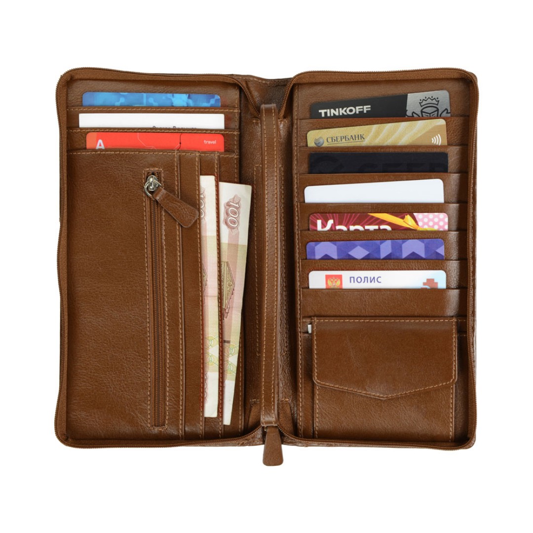 Трэвел-портмоне, коричневый