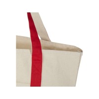 Sam эко- сумка из переработанного хлопка, сертифицированного согласно GRS, плотностью 320 г/м2 - Красный / Натуральный