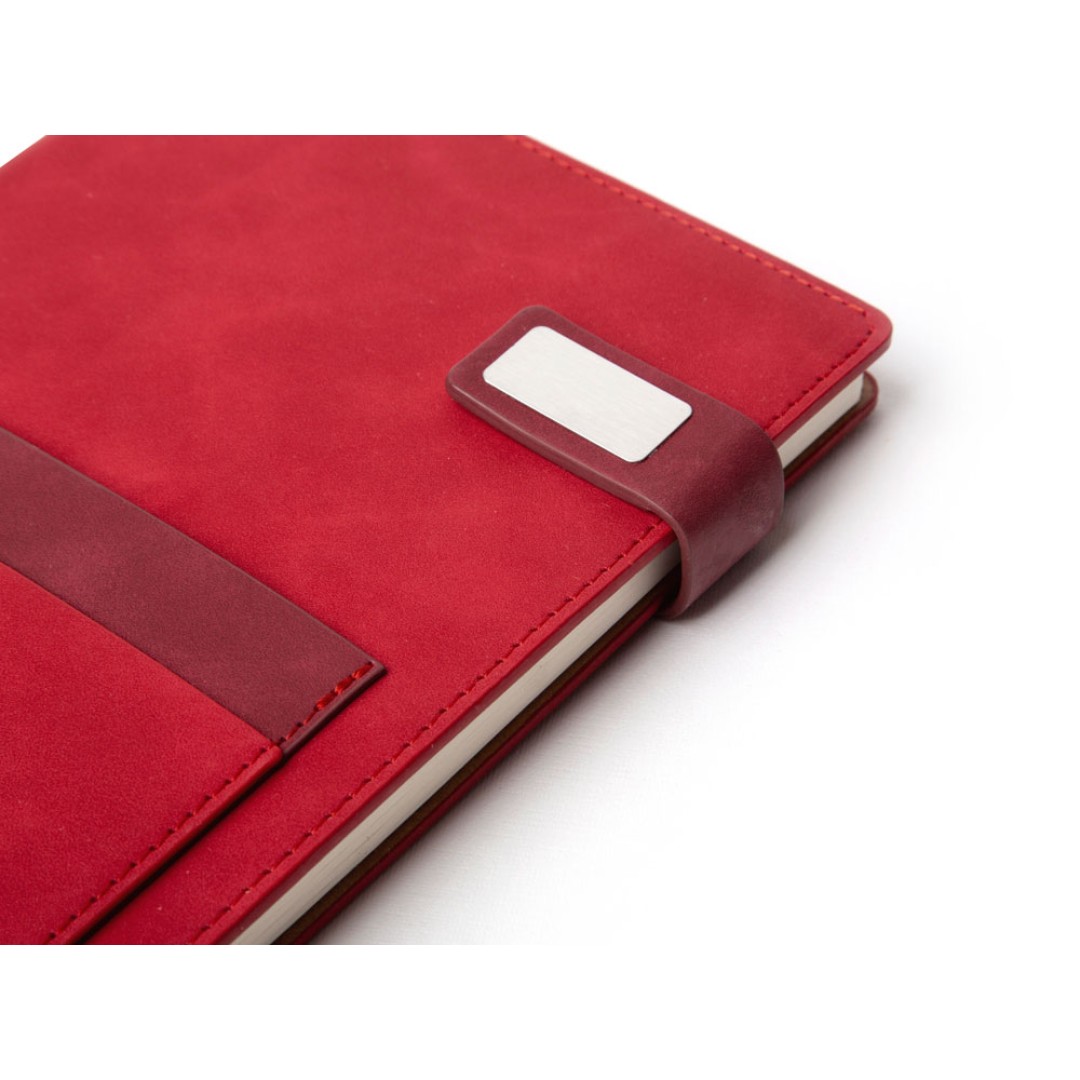 Бизнес блокнот А5 "Freya" с клапаном и карманом для визиток, твердая обложка, 128 листов, красный и бор