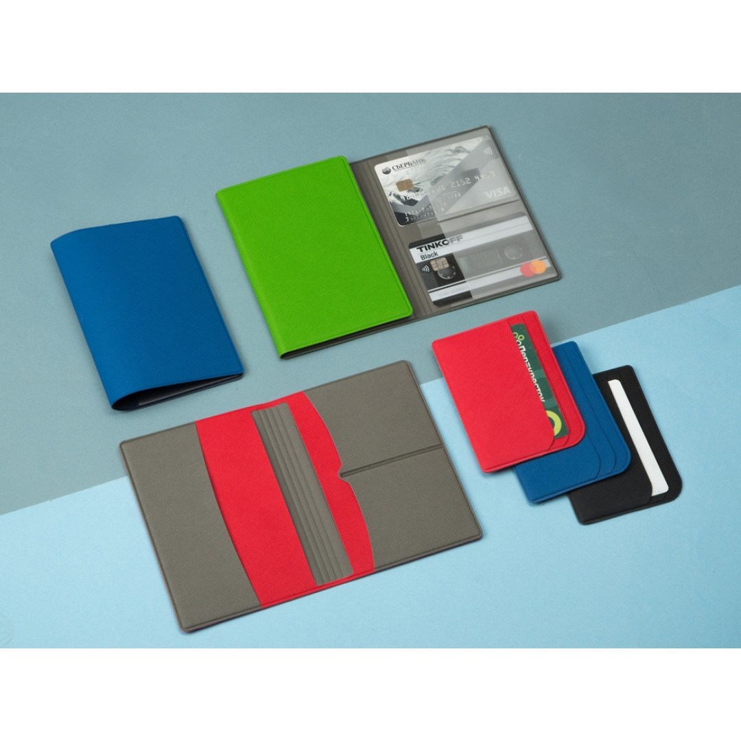 Обложка для паспорта с RFID защитой отделений для пластиковых карт "Favor", синяя