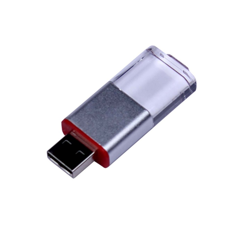 USB-флешка промо на 32 Гб прямоугольной формы, выдвижной механизм, красный