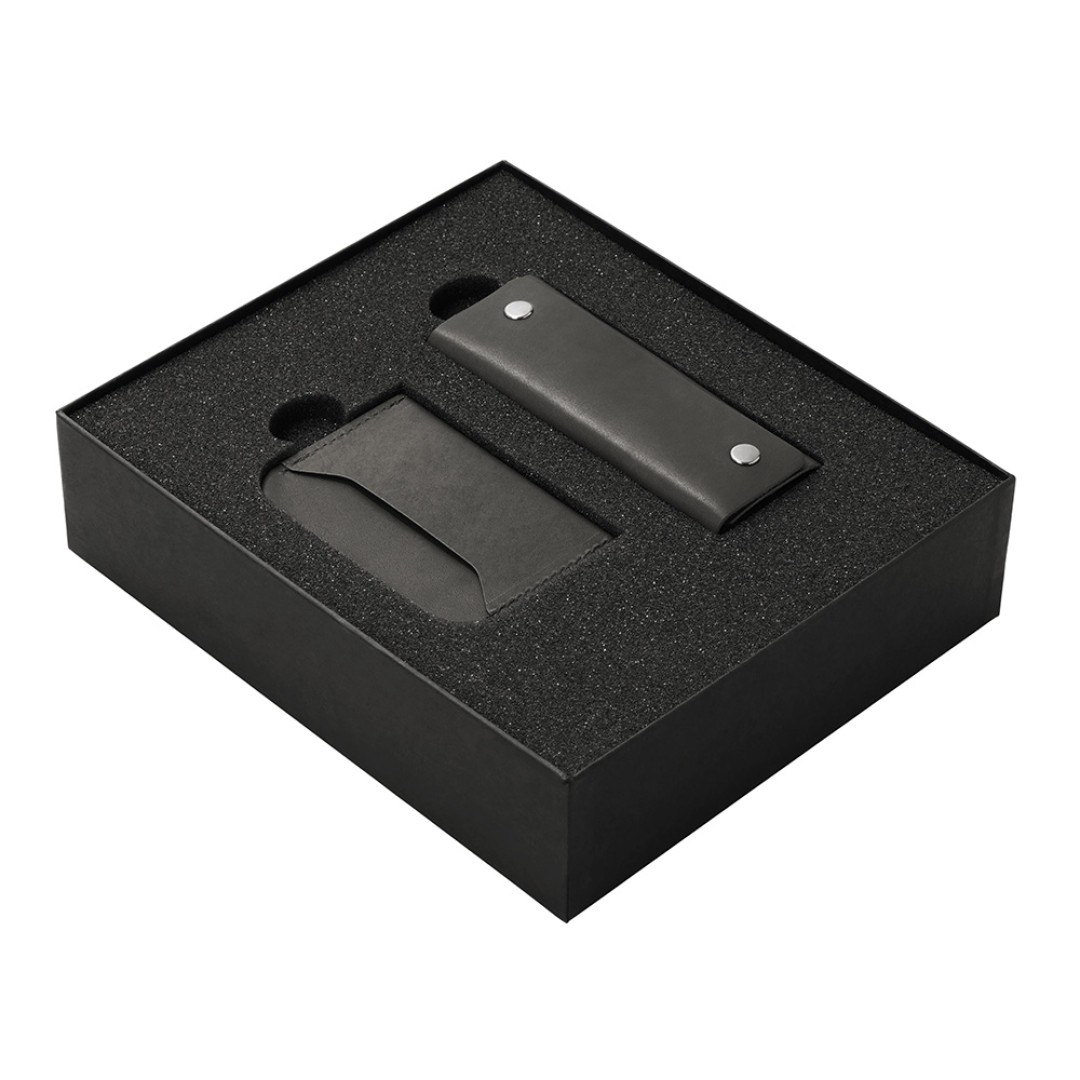 Подарочный набор Long River: картхолдер, ключница (без лого Long River), черная коробка