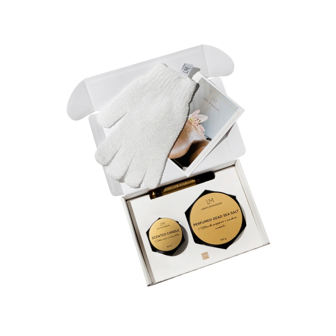 Парфюмированный спа-набор с лого Lights of Moscow, янтарный