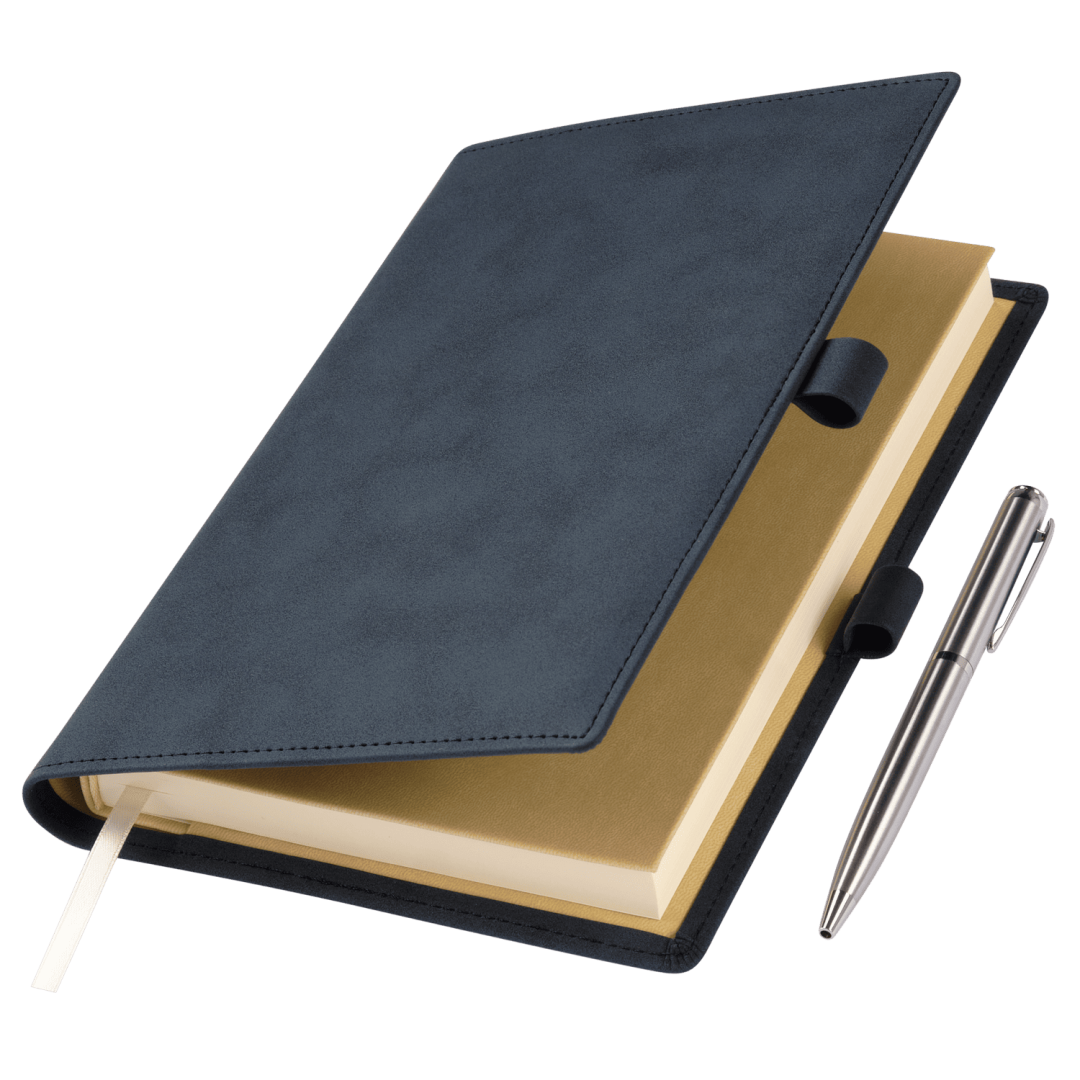 Ежедневник-портфолио Clip NEO недатированный в подарочной коробке, синий (в комплекте ручка Sonata BP серебро)