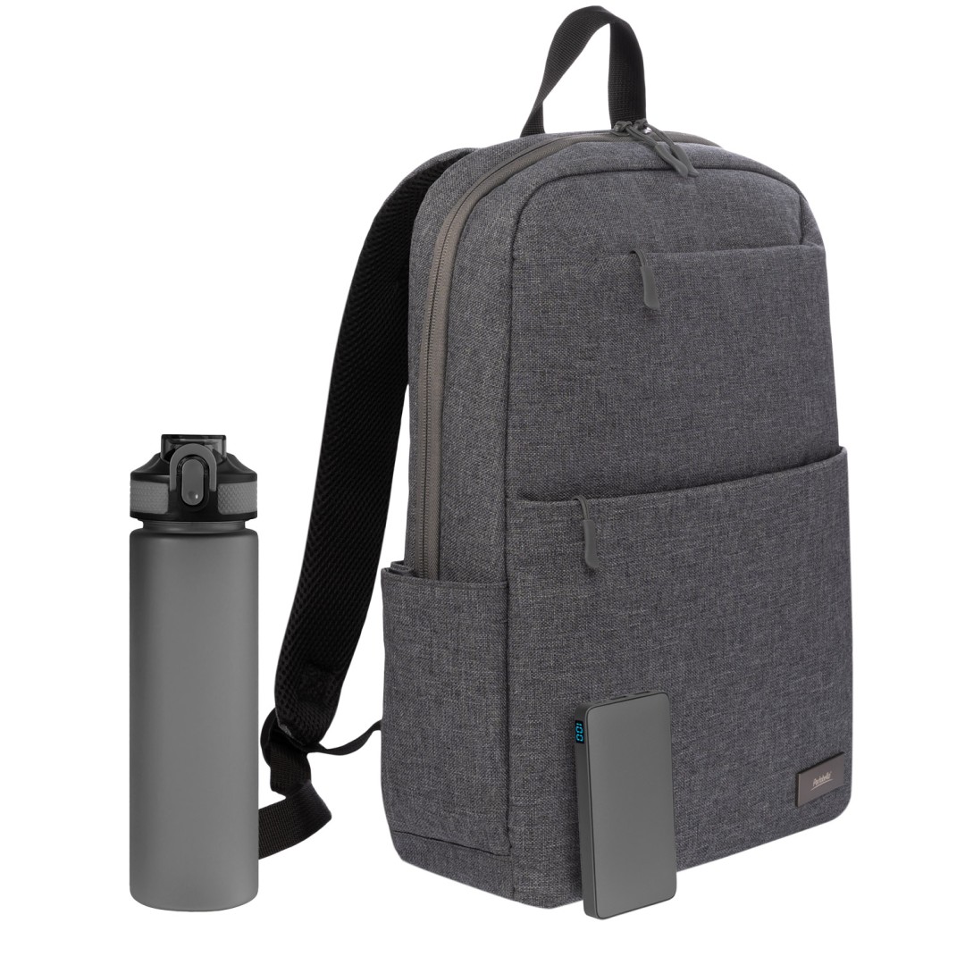 Подарочный набор Forst, серый (бутылка, ЗУ, рюкзак)